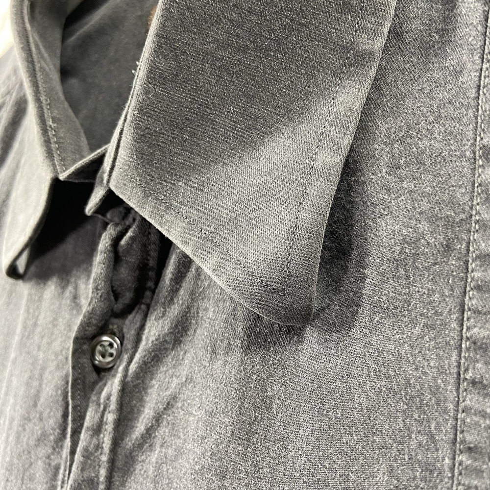 Reiss Shirt men's Large Button Up Dark Gray Faded Casual Cotton Flap Pockets - Picture 5 of 12
